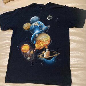 Disneyland Mickey Mouse (made of planets) black graphic T-Shirt